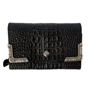 Brighton Black Croc Embossed Black Wallet